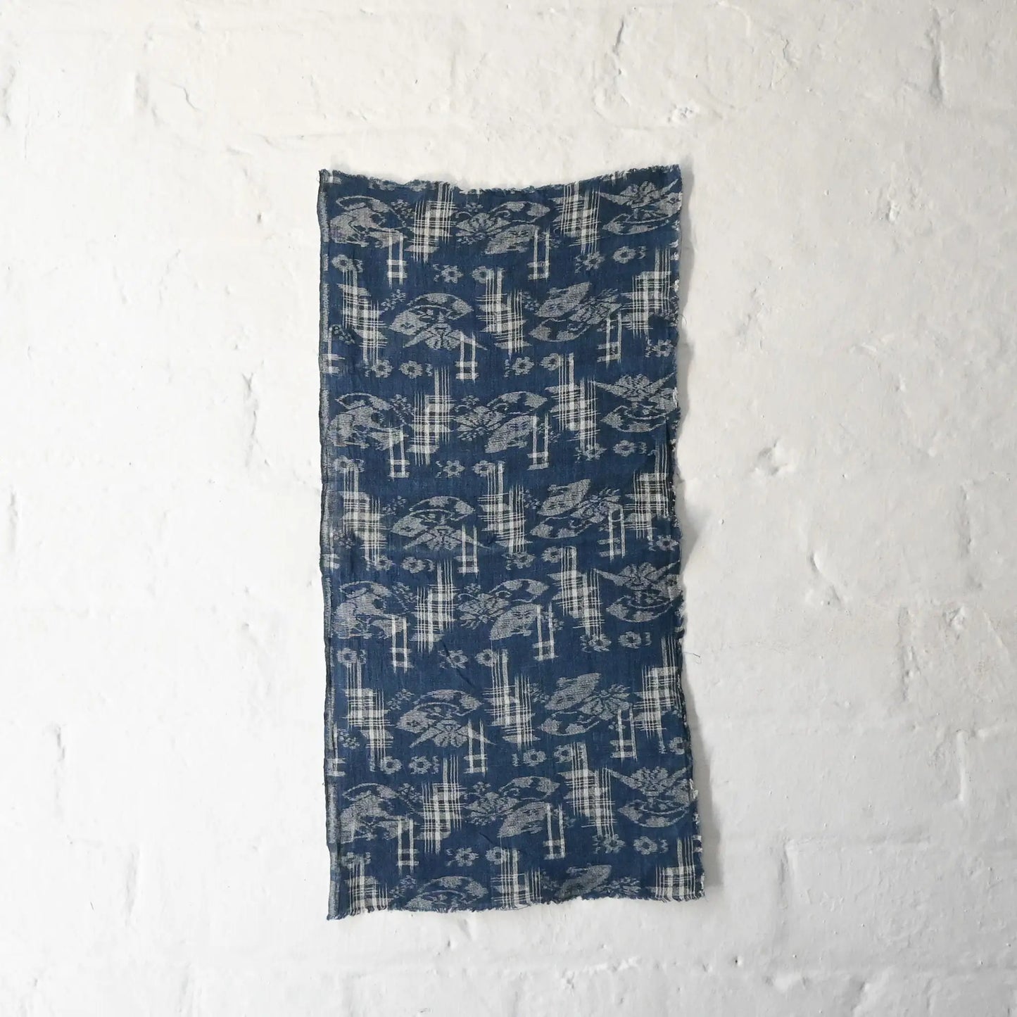 Antique Indigo Kasuri Hemp Fragment