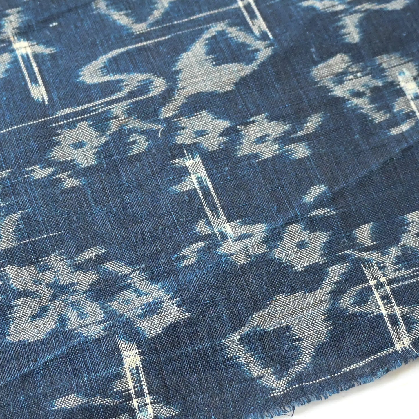 Antique Indigo Kasuri Hemp Fragment