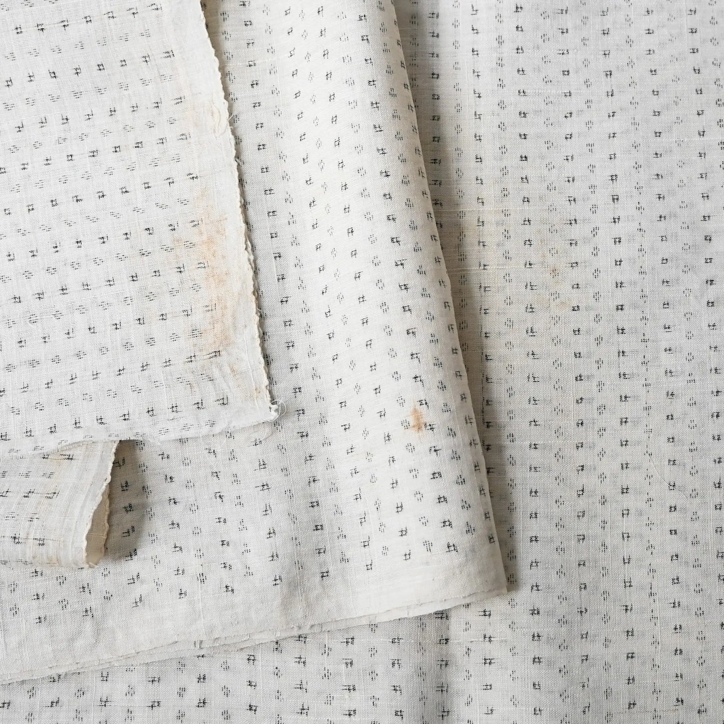 Vintage Natural Hemp Kimono Fabric, Kasuri Weave
