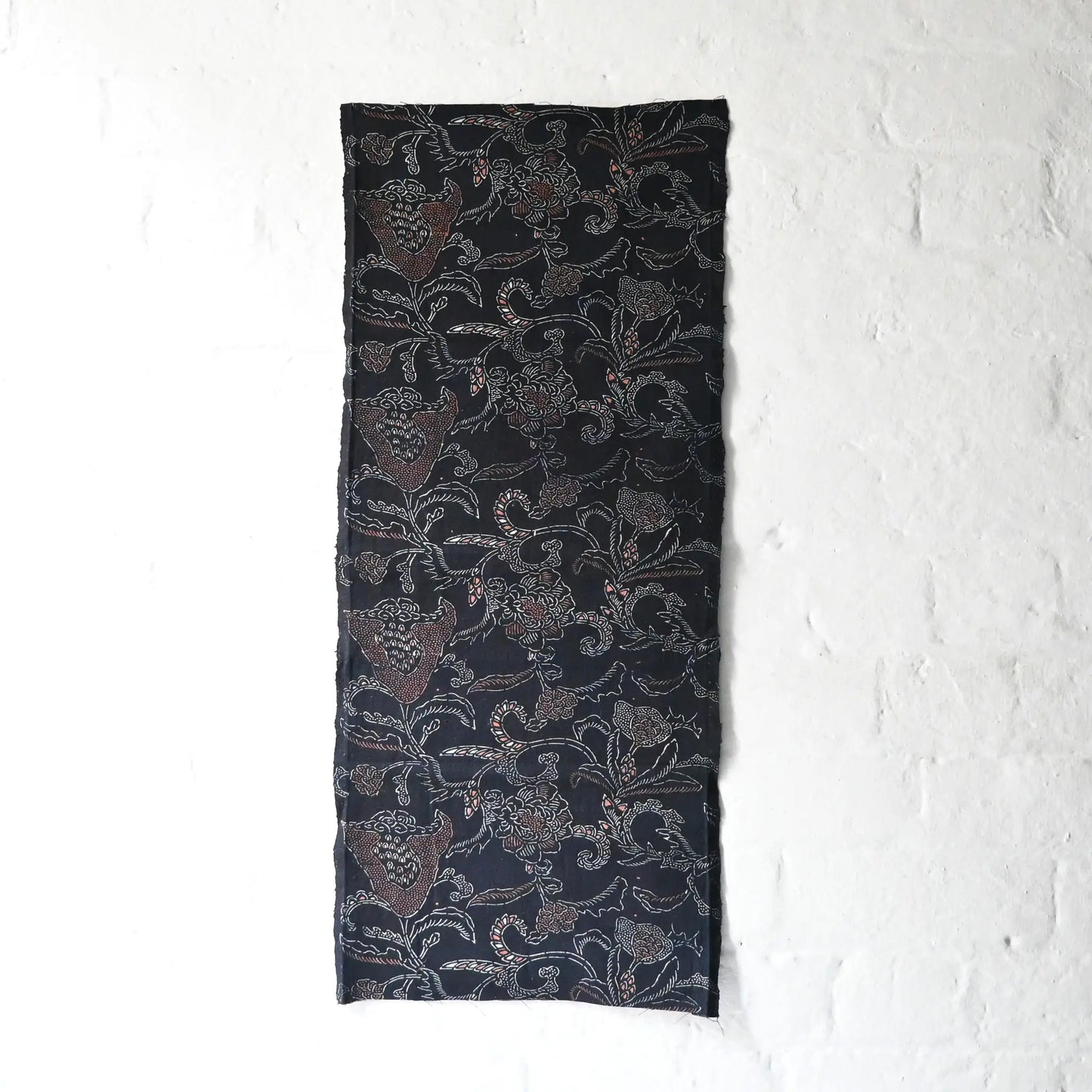 Antique indigo katazome cotton with pomegranate motif and Bengala red detail.