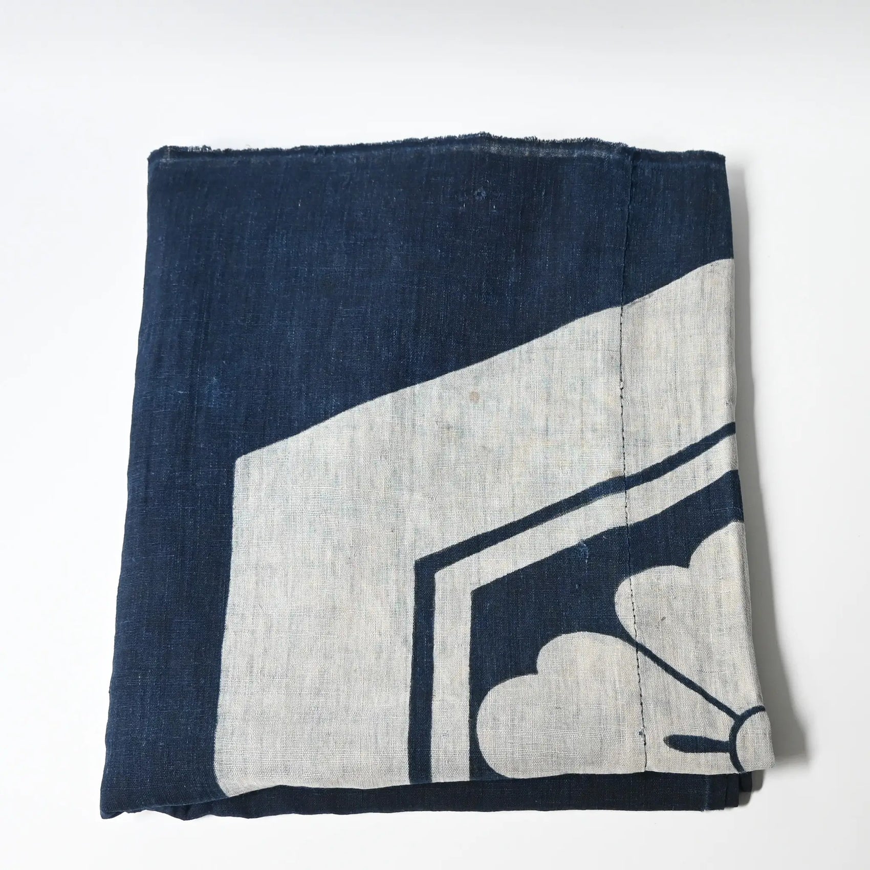 Antique Japanese large indigo tsutsugaki dyed cotton futon cover from 19th Century.