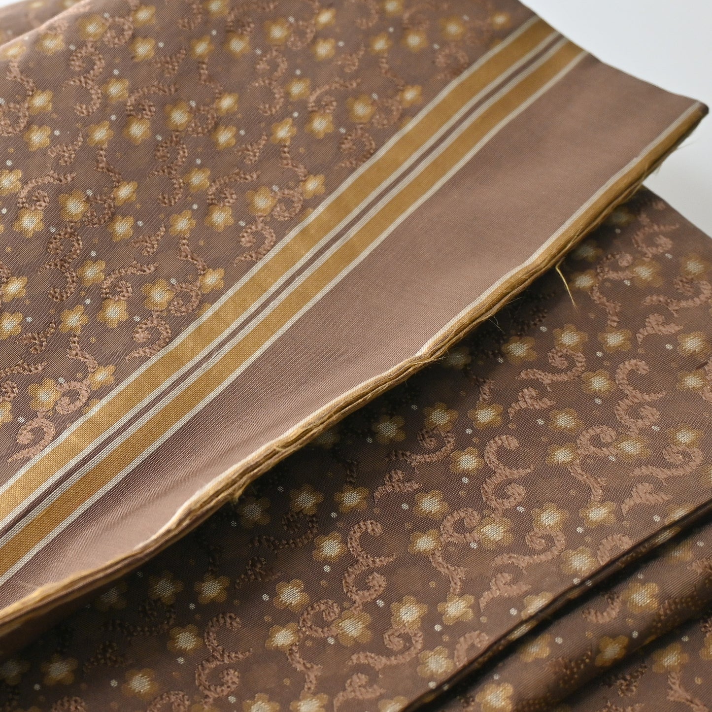 Antique Women's Silk Brocade Maru Obi Plum Blossom