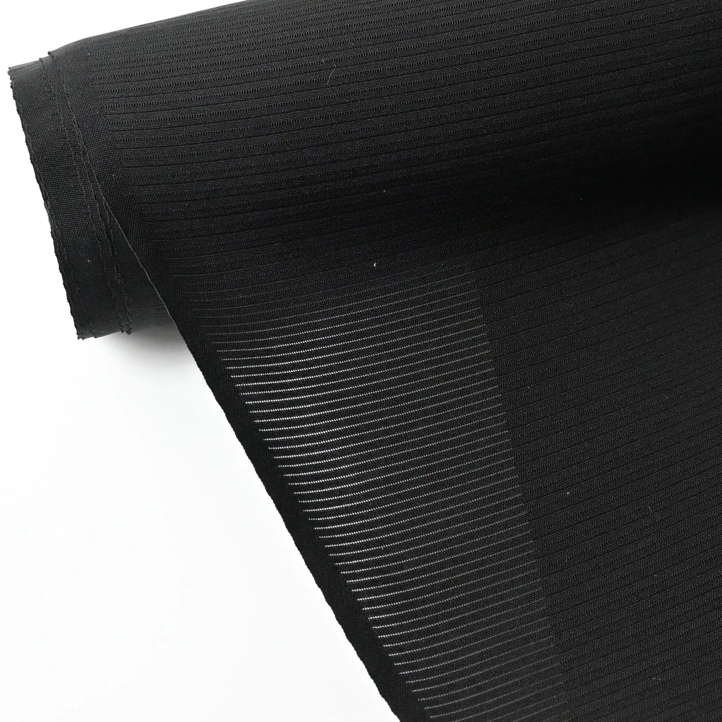 Vintage Japanese black Ro silk summer formal kimono fabric roll, semi-sheer weave.