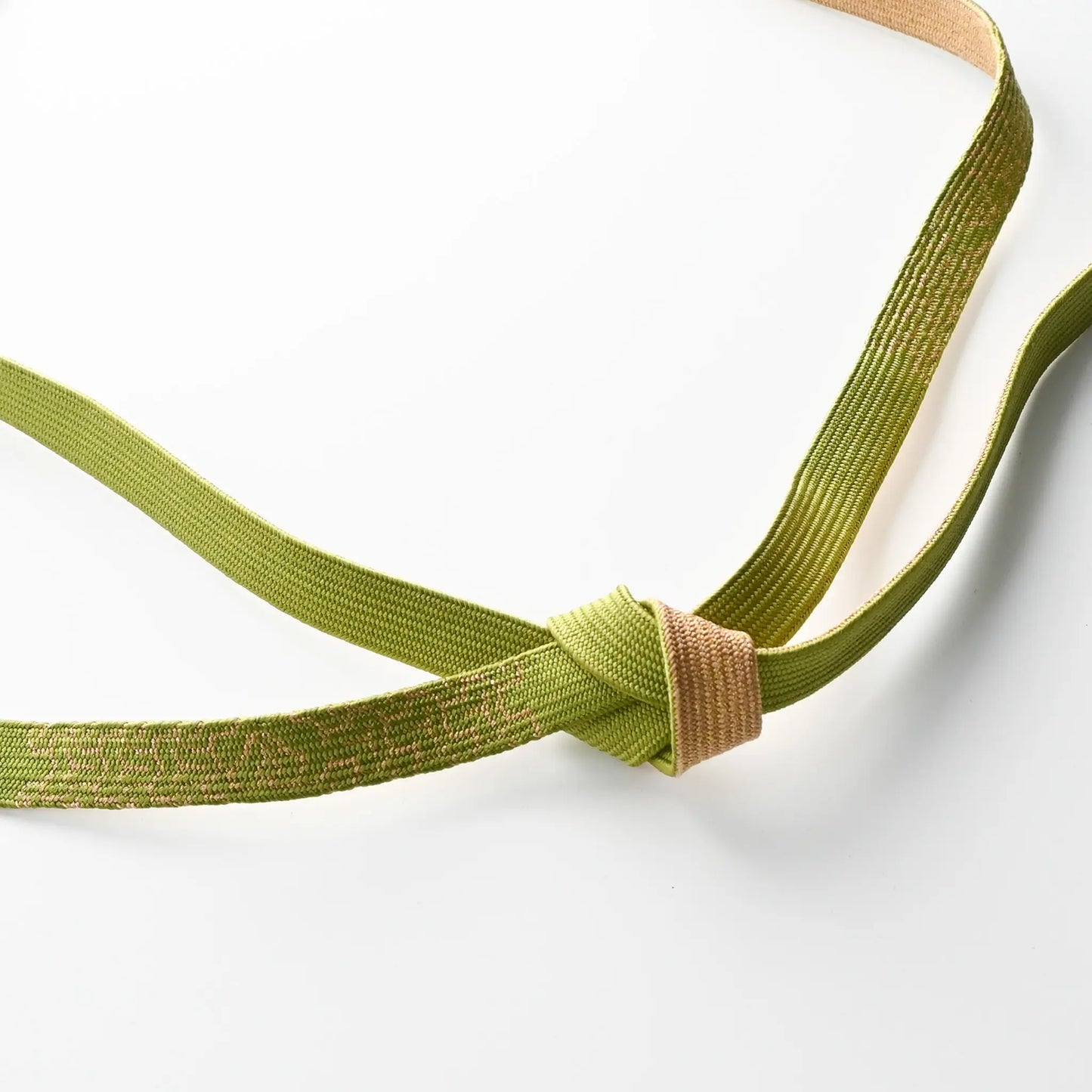 Vintage/recycled women's kimono dress accessories, Obijime cord in matcha green and gold.