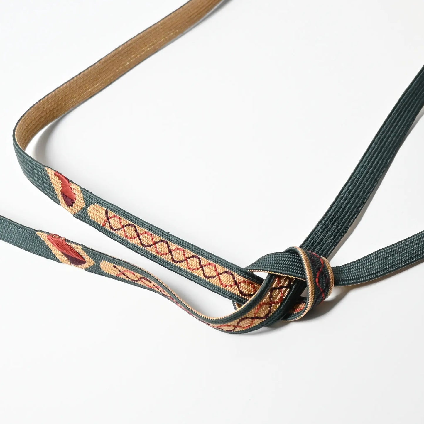 Vintage/recycled women's kimono dress accessories, Obijime cord in teal blue and gold.