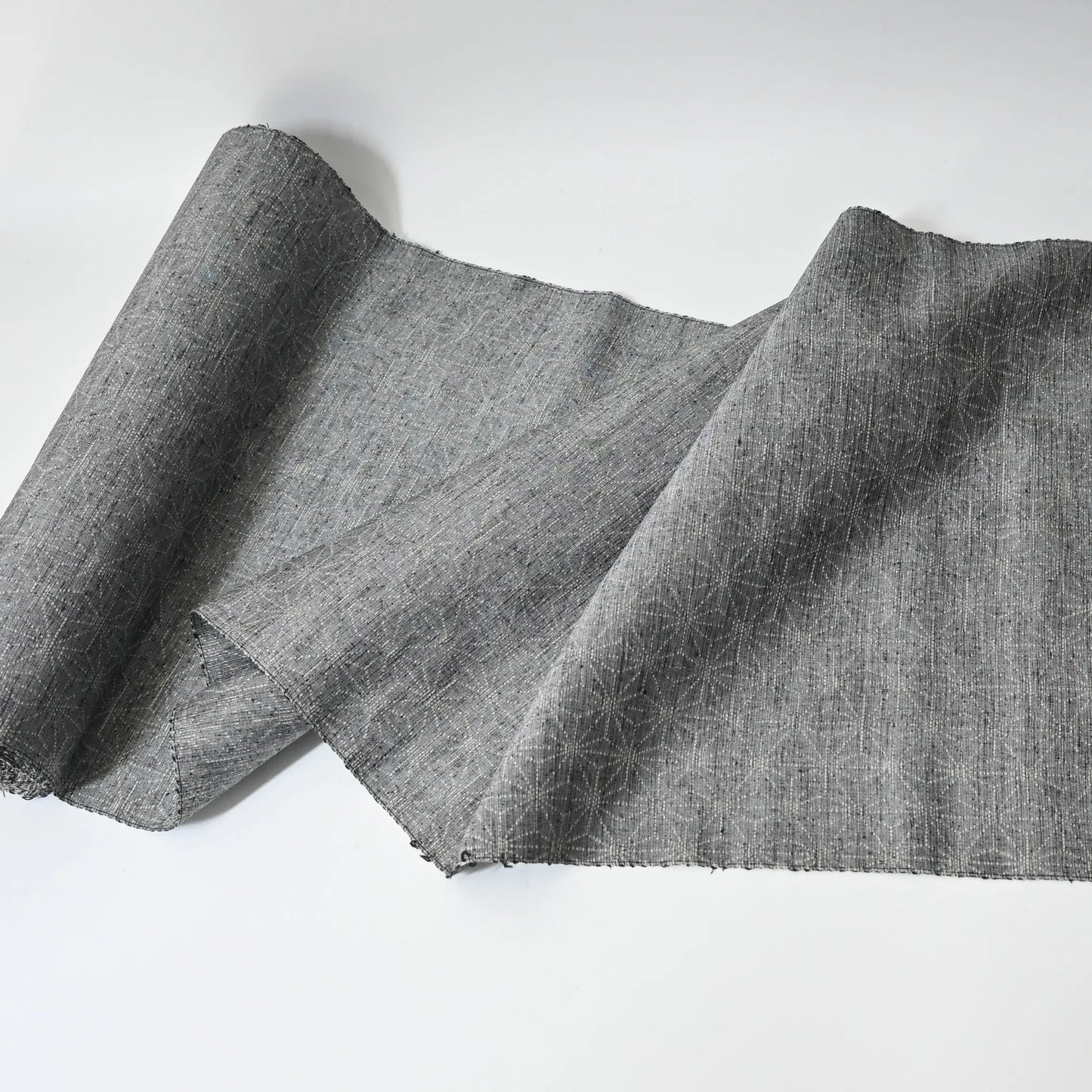 Vintage Grey Asanoha Tsumugi Silk Kimono Fabric Sold By The Metre