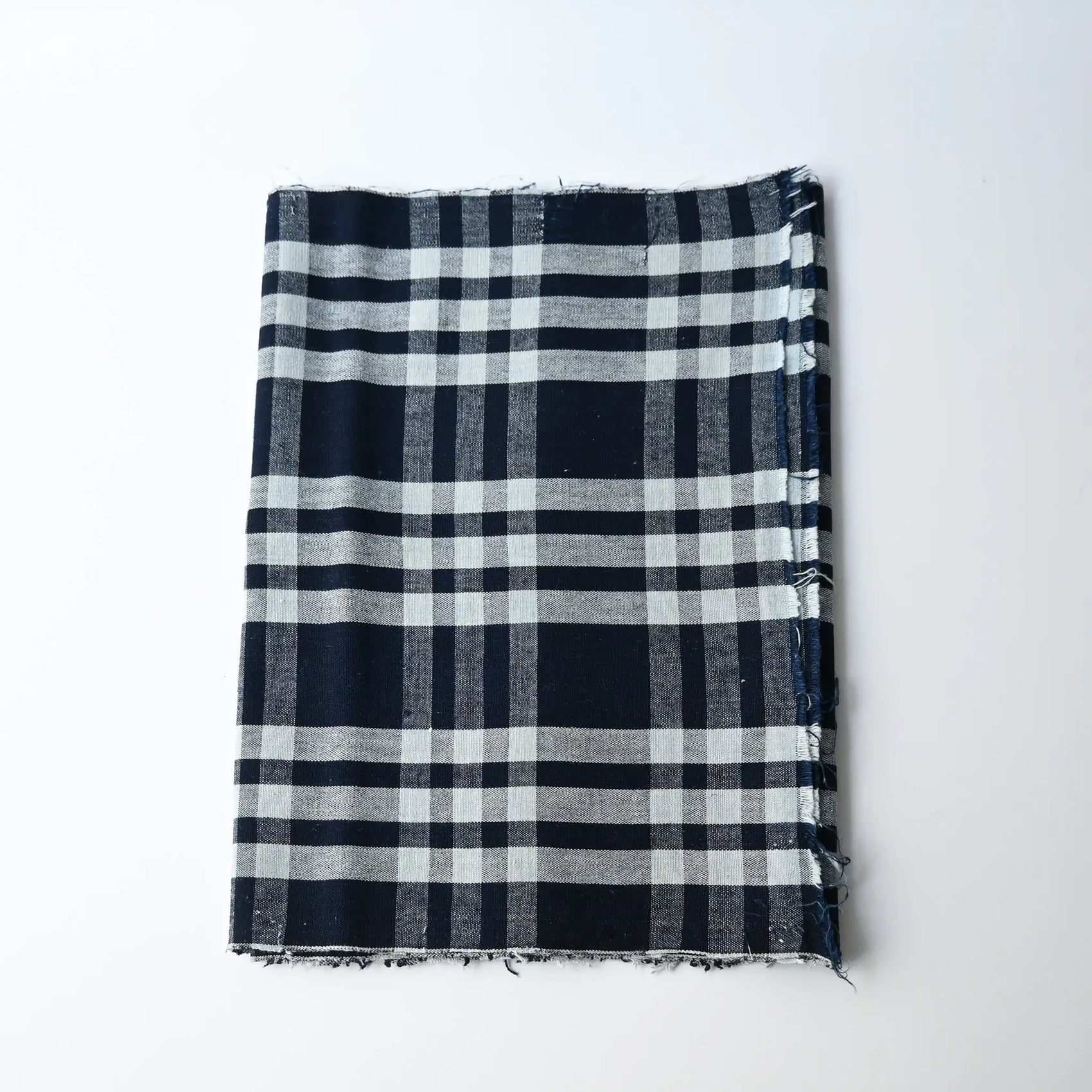Vintage Japanese indigo check cotton, a futon cover panel from the 20th century.