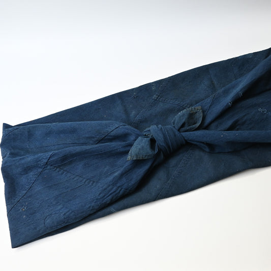 Vintage Indigo Cotton Tube Cloth with Mends