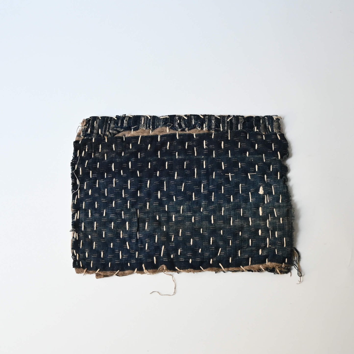 Vintage Japanese zokin made from old recycled indigo cotton pieces with sashiko stitching.