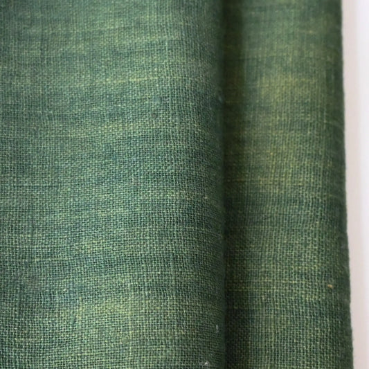 Vintage Japanese natural dyed green cotton, indigo plus yellow dye, from the mid-20th century.