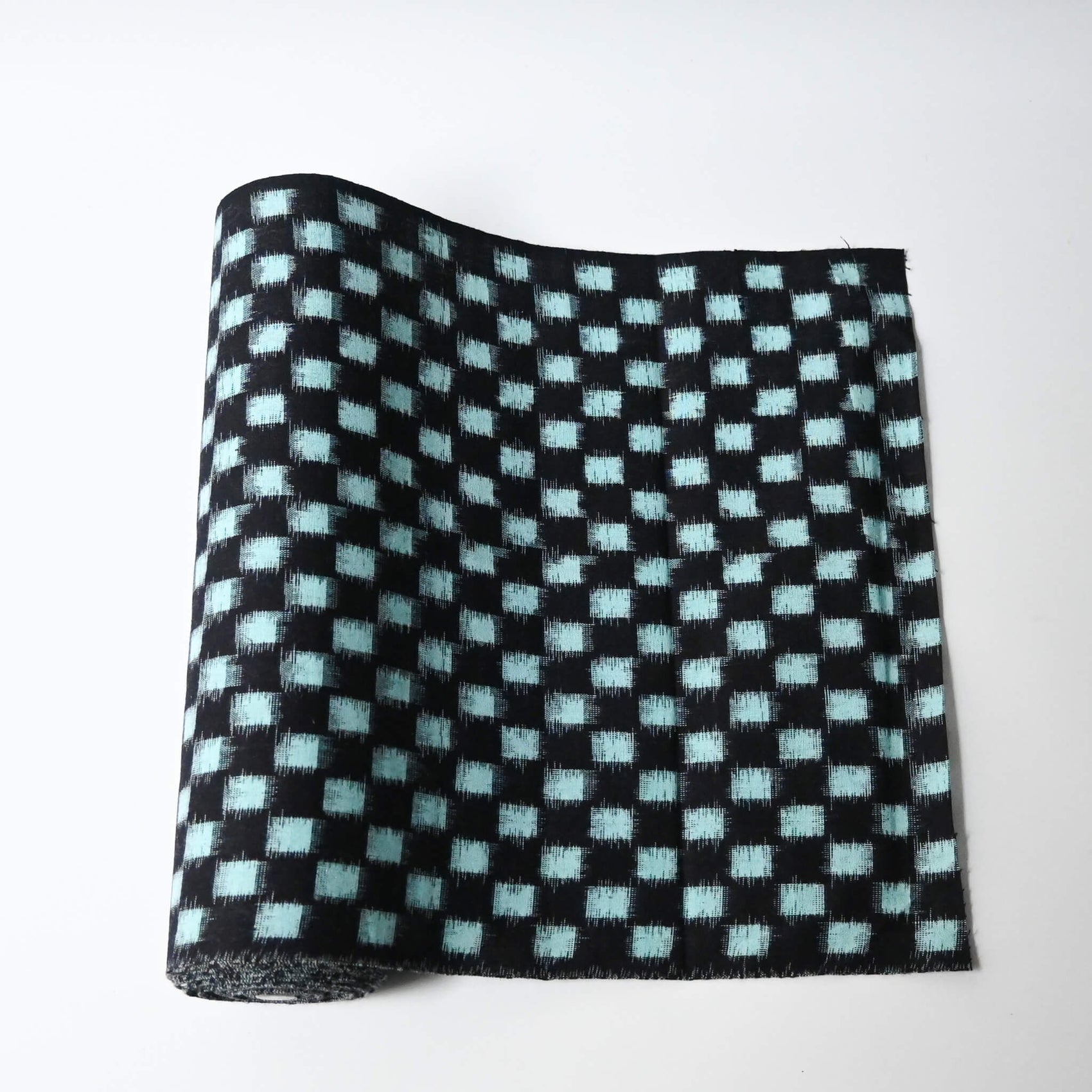 Vintage Japanese indigo classic kasuri check cotton sold by the metre.