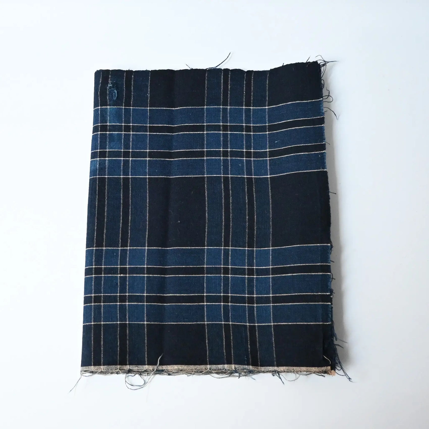 Vintage Japanese indigo check cotton from a futon cover.