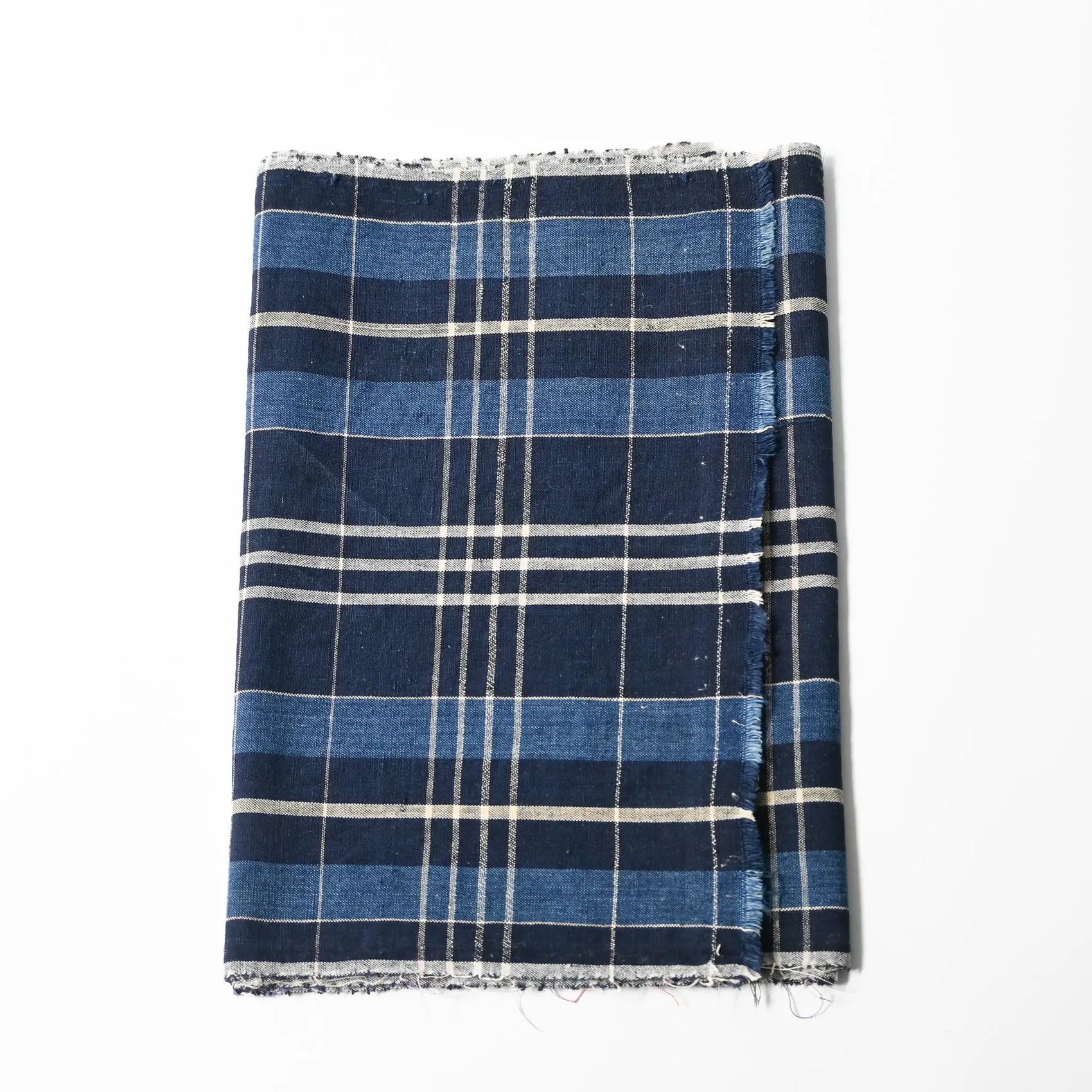 Vintage Japanese indigo check cotton piece, a panel from a futon cover.