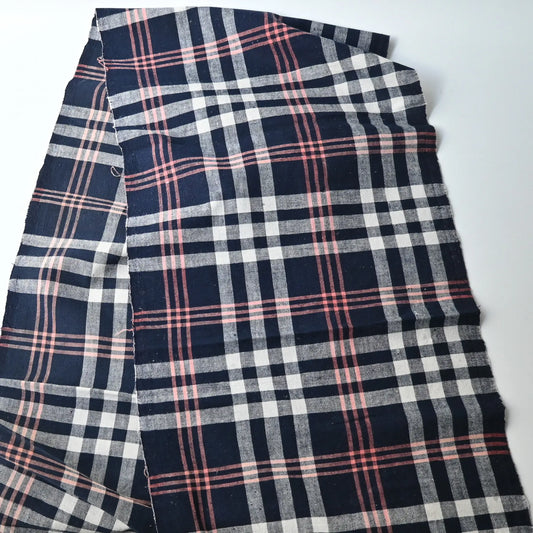 Full view of vintage Japanese indigo check cotton futon cover panel from the 20th century.