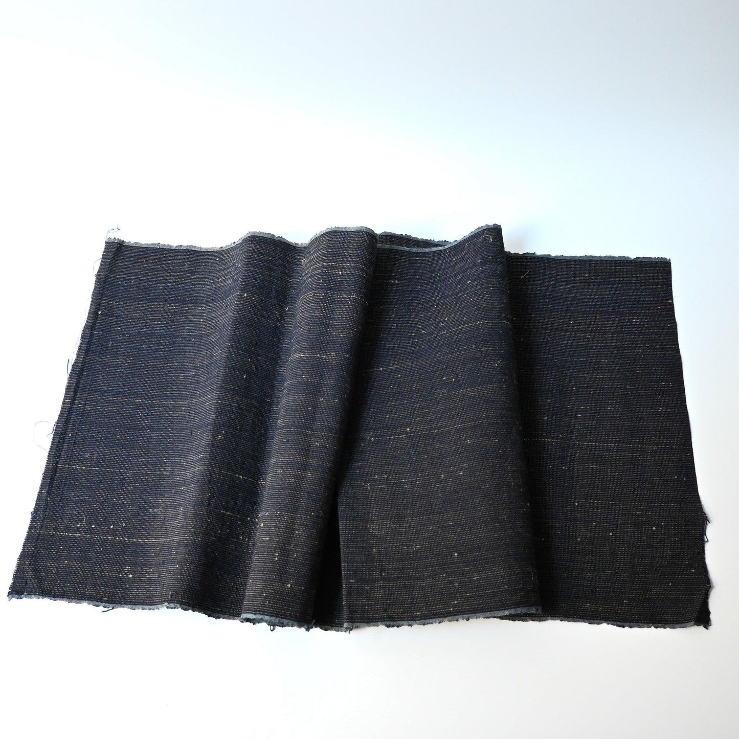 Full view of vintage Japanese indigo pinstripe cotton with beautiful texture.