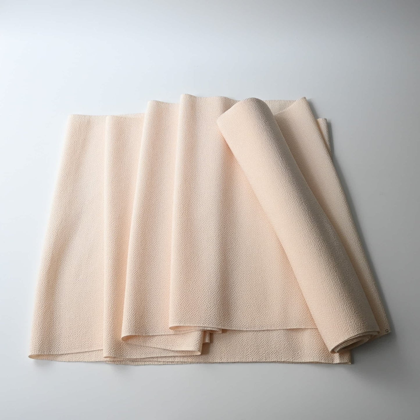Full view of vintage plain cream heavy silk crepe chirimen.