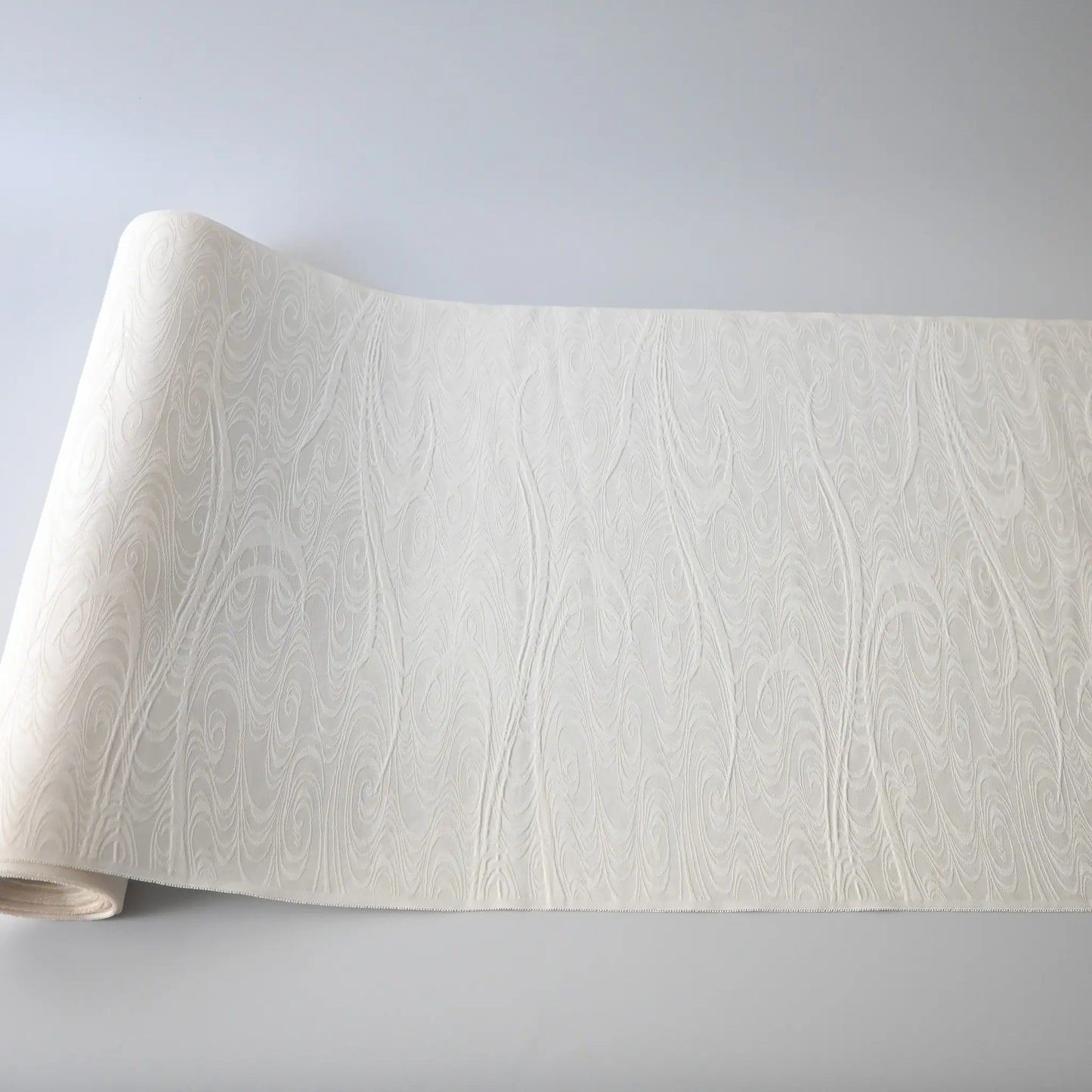 Full view of vintage Japanese silk jacquard kimono fabric with running water motif.