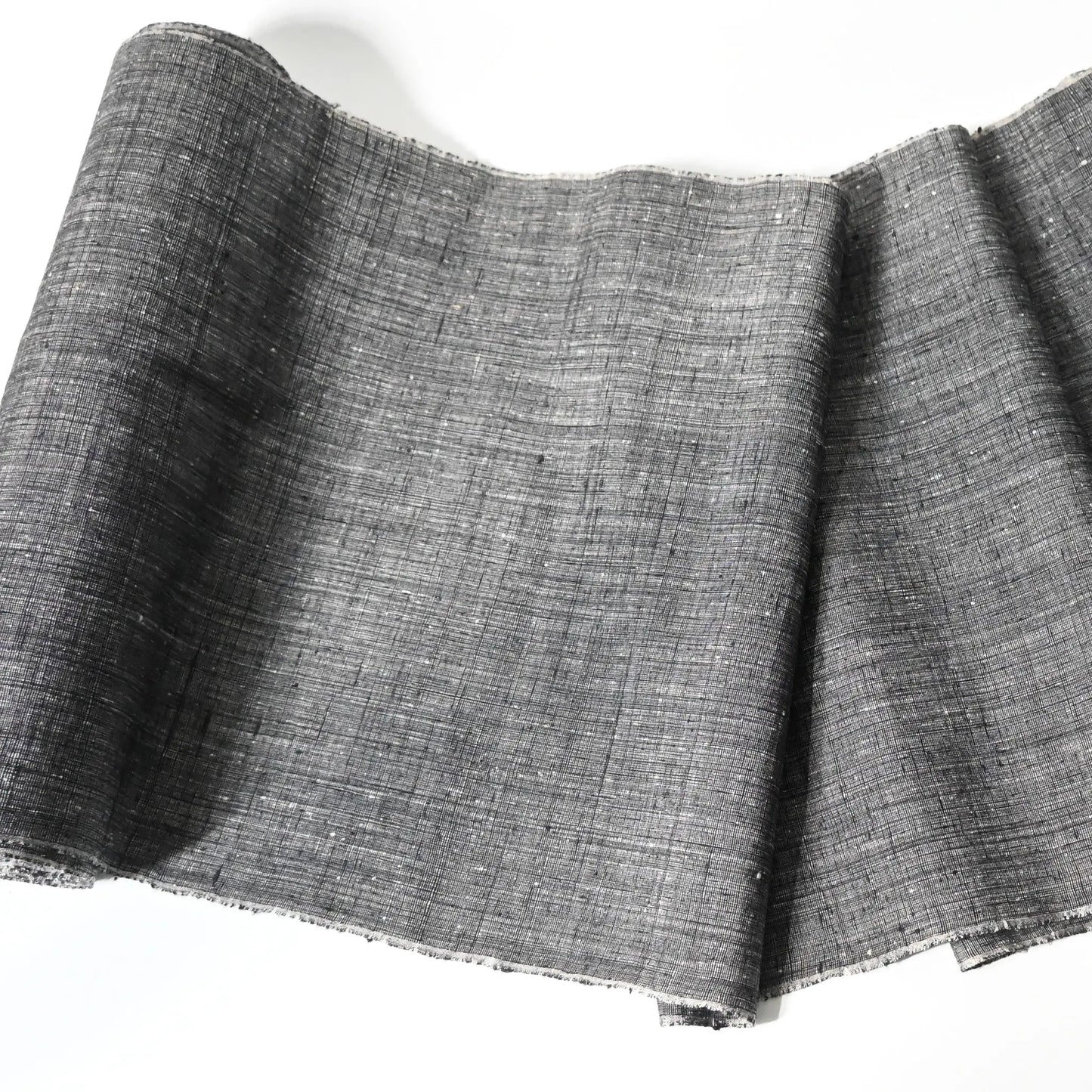 Vintage Charcoal Grey Tsumugi Silk Kimono Fabric Sold By The Metre