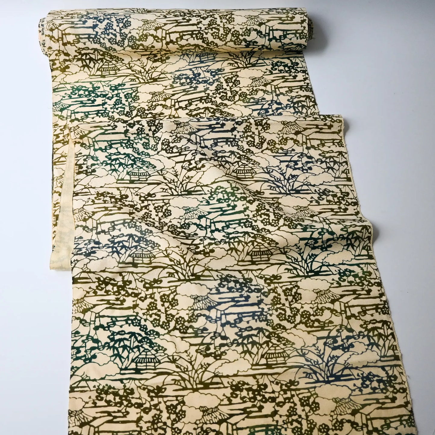 Vintage Katazome Dyed Silk Kimono Fabric Sold By The Metre