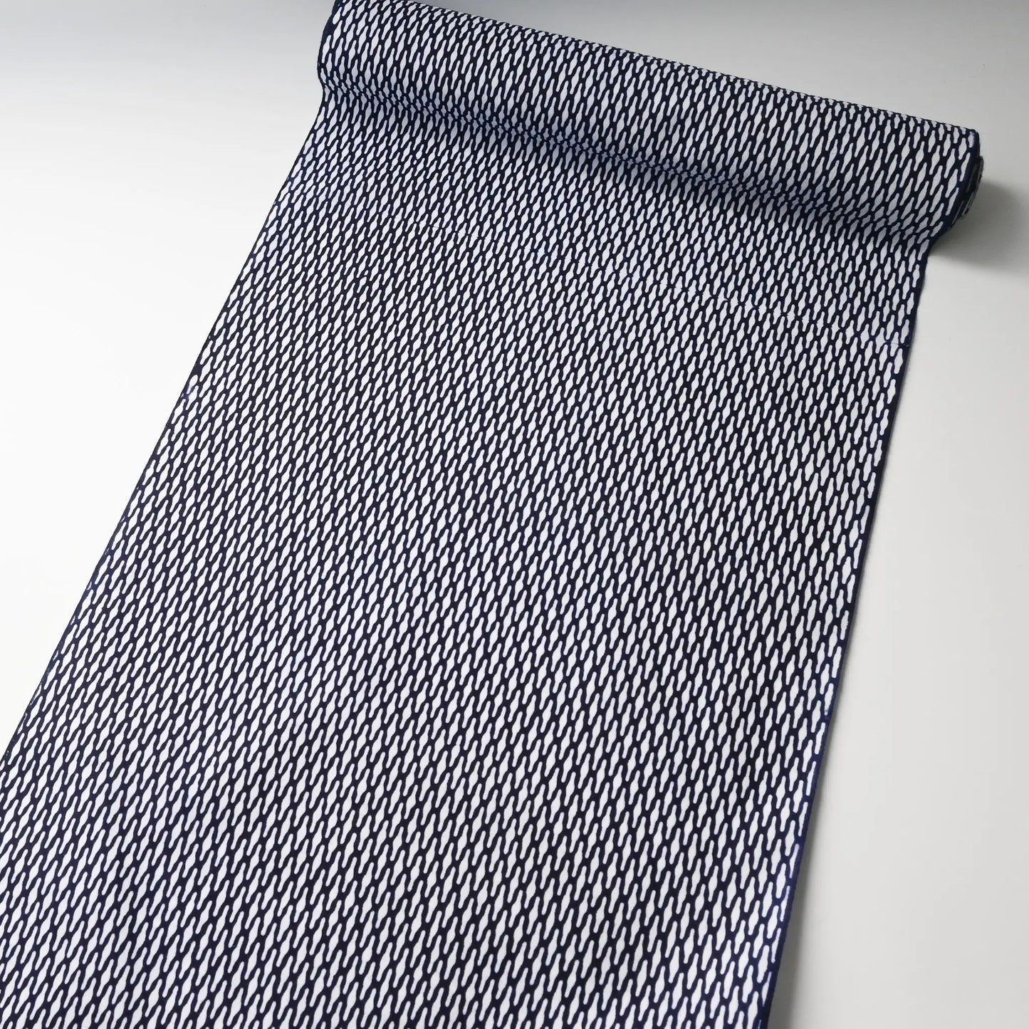 full view of vintage traditional Japanese yukata cotton fabric sold by the metre.