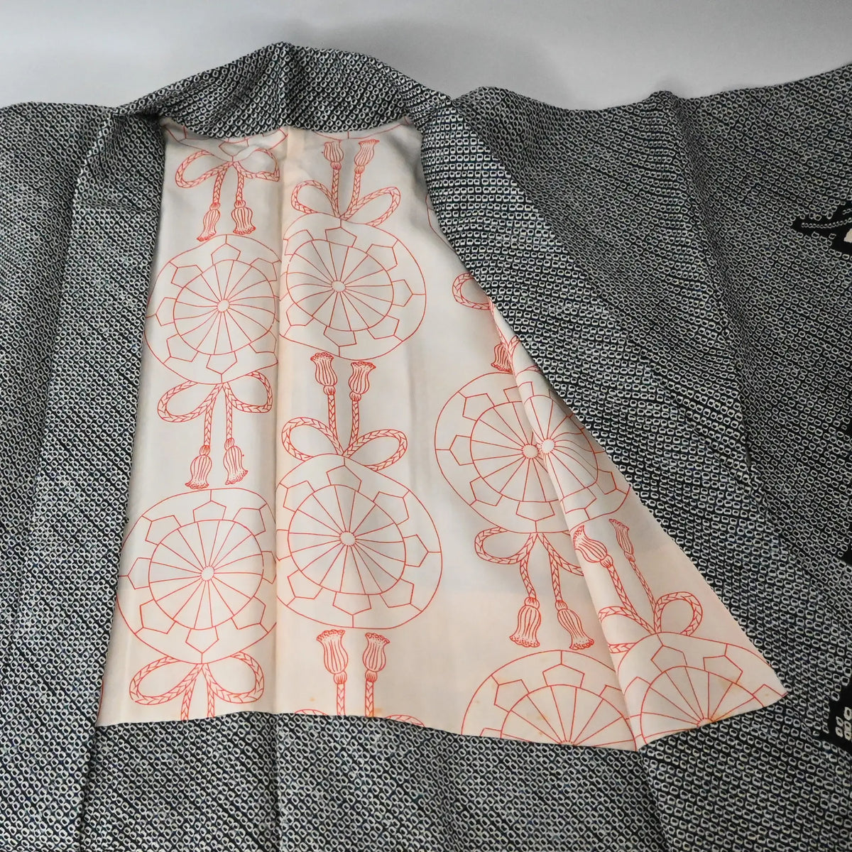 Vintage Women's Black Silk Shibori Haori