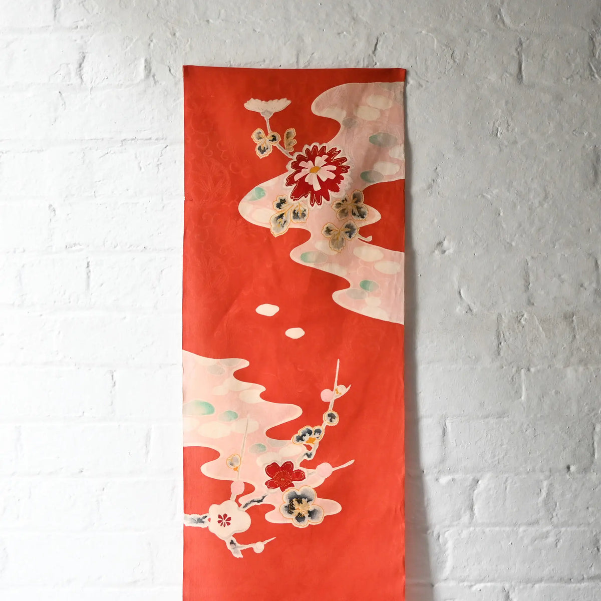 Vintage Floral Rinzu Silk Kimono Fabric Sold By The Metre