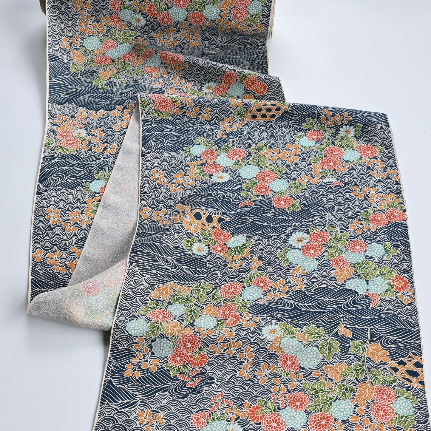Vintage Chirimen Silk Kimono Fabric Sold By The Metre