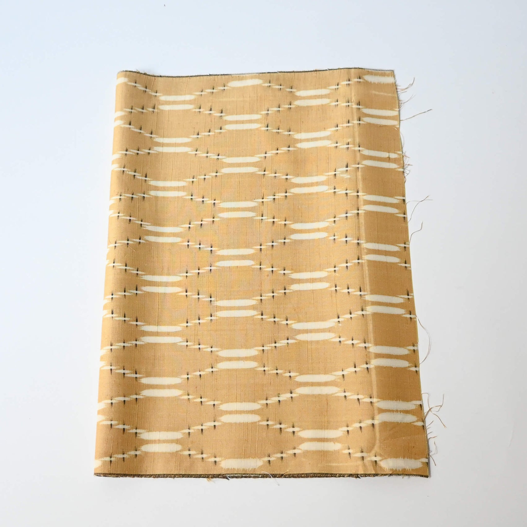 Vintage Warm Yellow Tsumugi Silk Kimono Fabric Piece