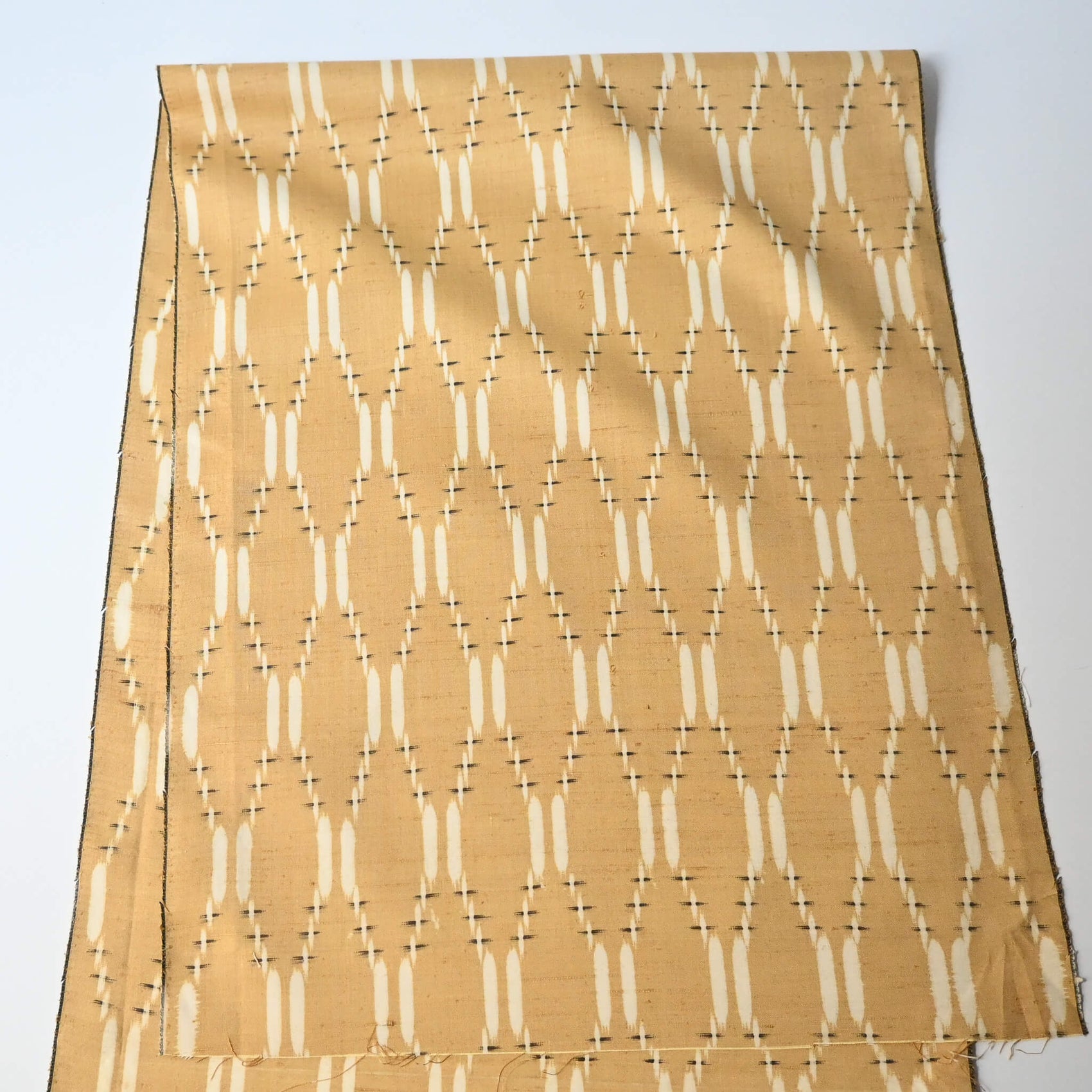 Vintage Warm Yellow Tsumugi Silk Kimono Fabric Piece