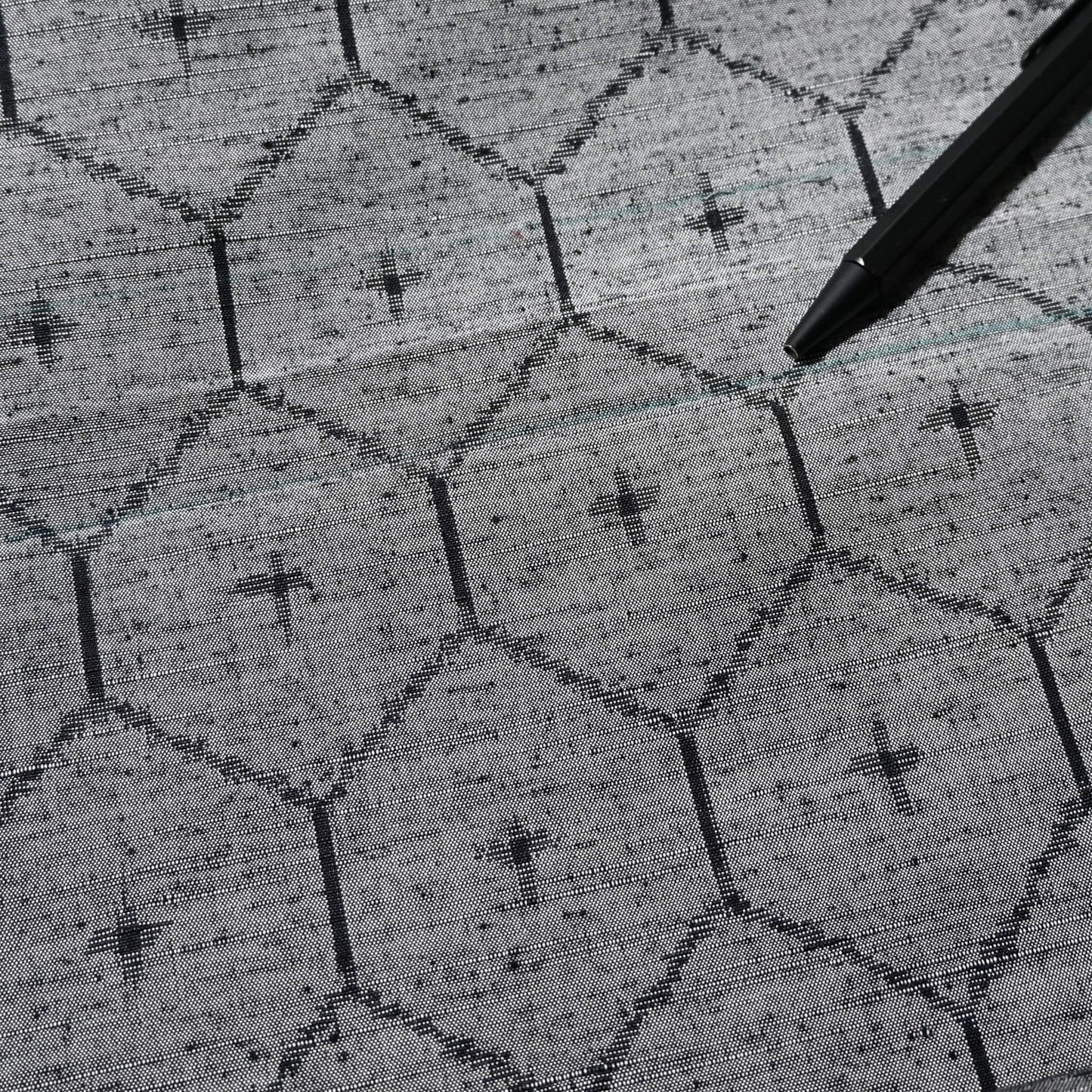 Vintage Grey Tsumugi Silk Kimono Fabric with Kikko Pattern