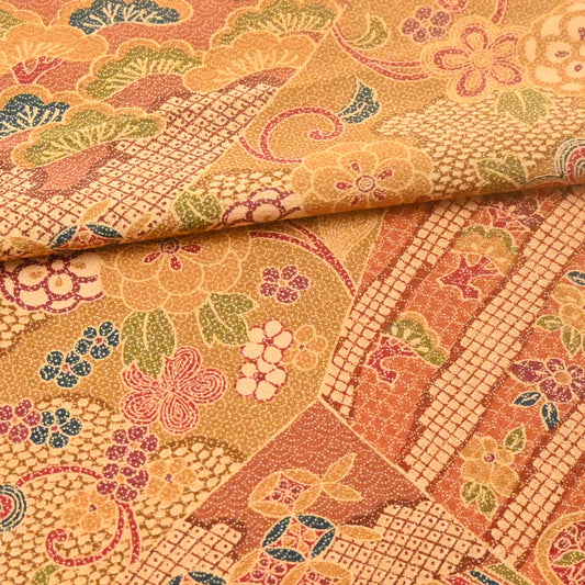 Vintage Silk Chirimen Kimono Fabric Sold By The Metre