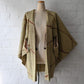 Vintage women's silk shibori haori with an olive green and reddish-brown all-over pattern.