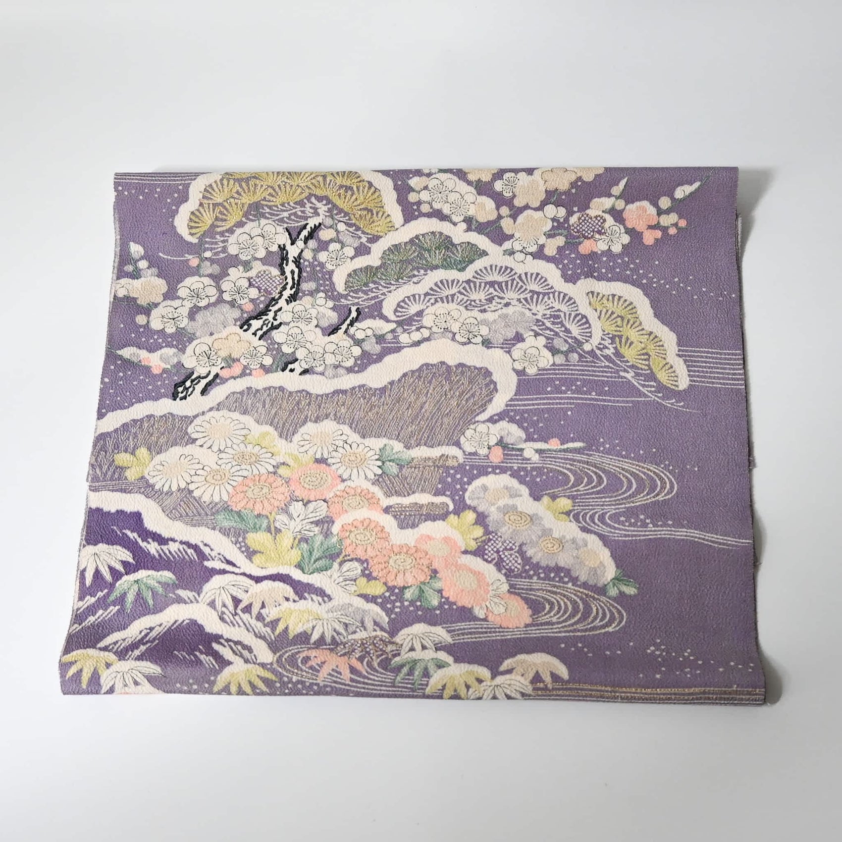 Vintage Heavy Chirimen Silk Kimono Fabric Piece