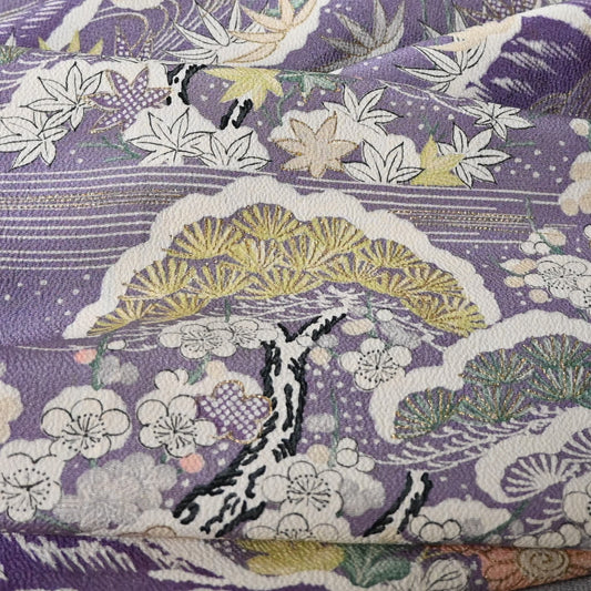 Vintage Heavy Chirimen Silk Kimono Fabric Piece