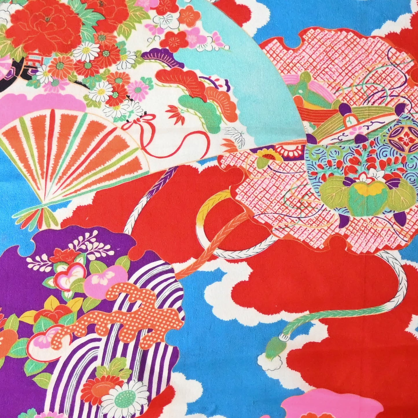 Vintage Fine Chirimen Silk Kimono Fabric Piece