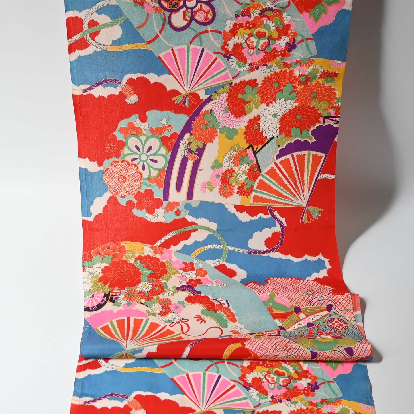 Vintage Fine Chirimen Silk Kimono Fabric Piece