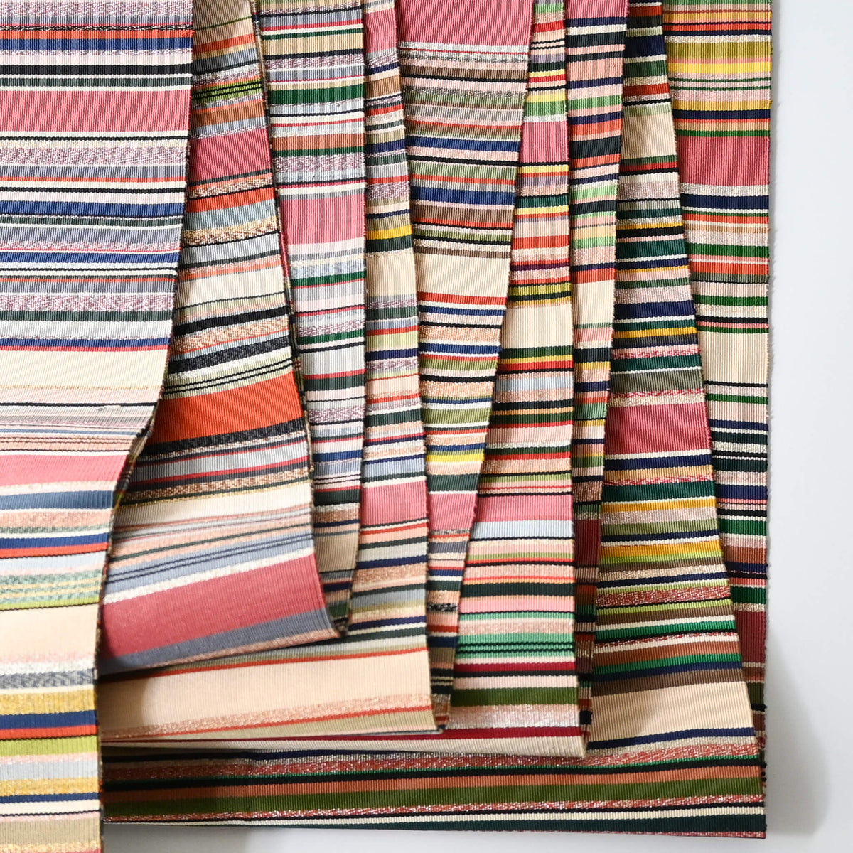 Vintage Women's Multi Stripe Tsuzure-ori Obi