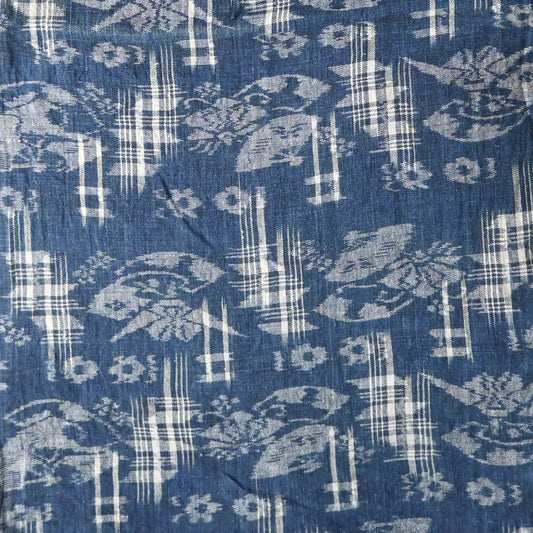 Antique Indigo Kasuri Hemp Fragment