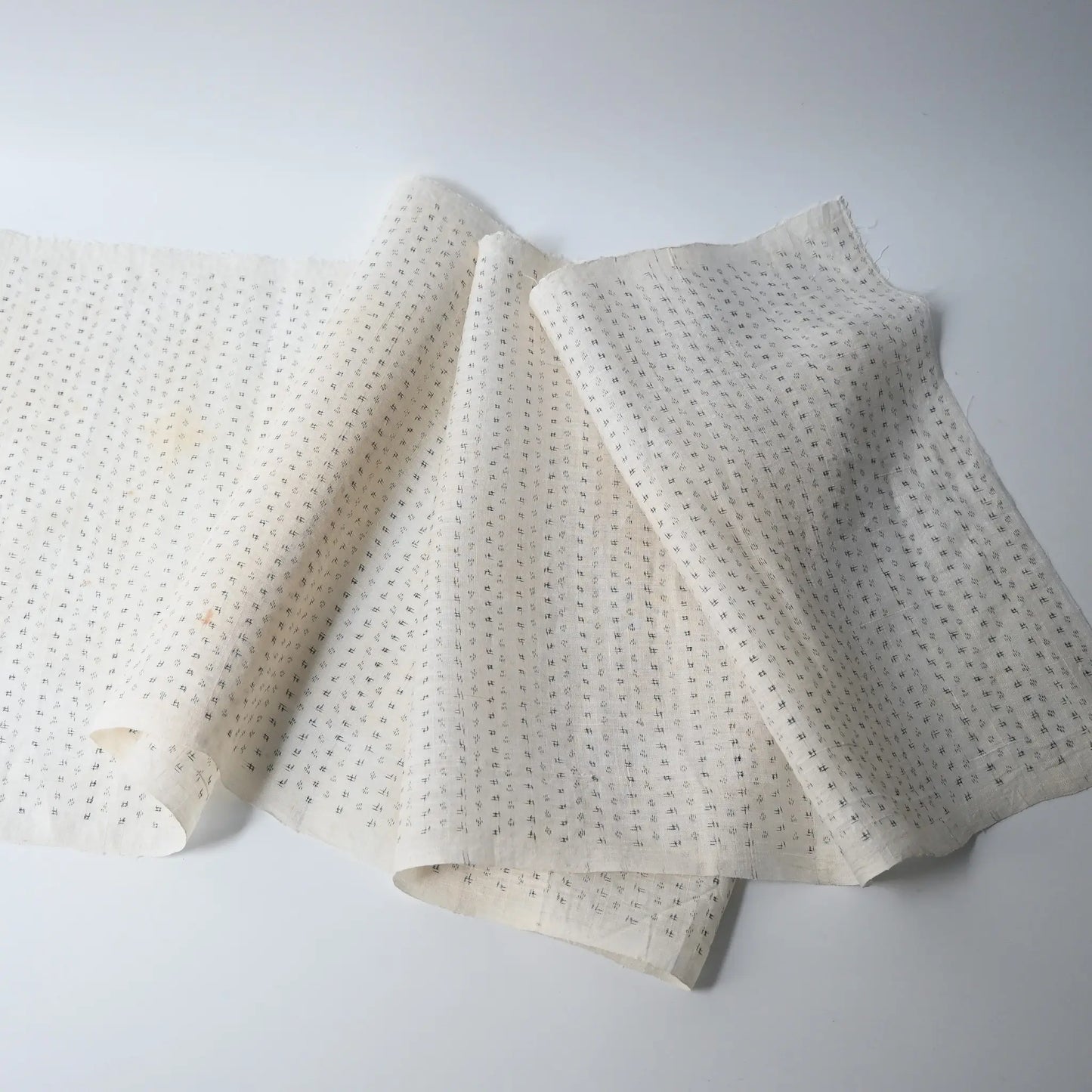 Vintage Natural Hemp Kimono Fabric, Kasuri Weave