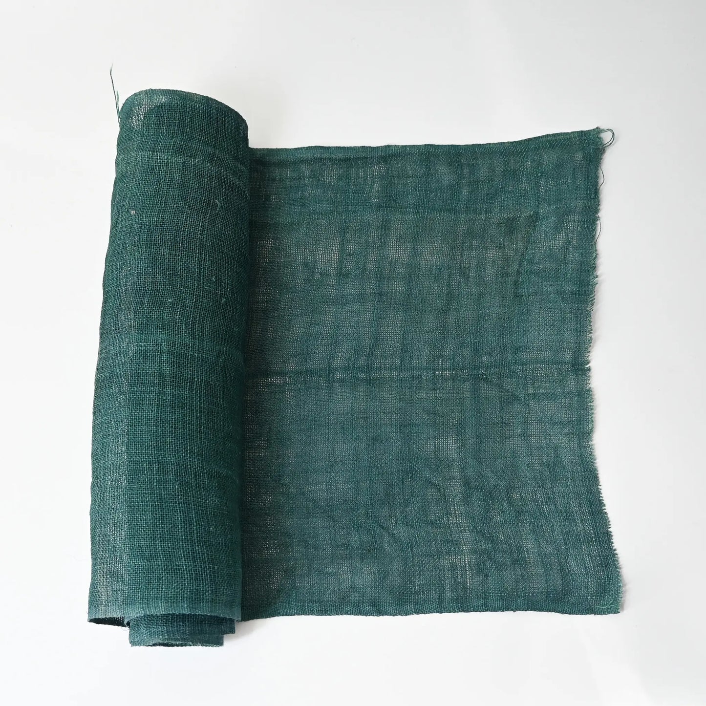 Antique indigo green open weave hemp in indigo green, originally from a mosquito net Kaya.
