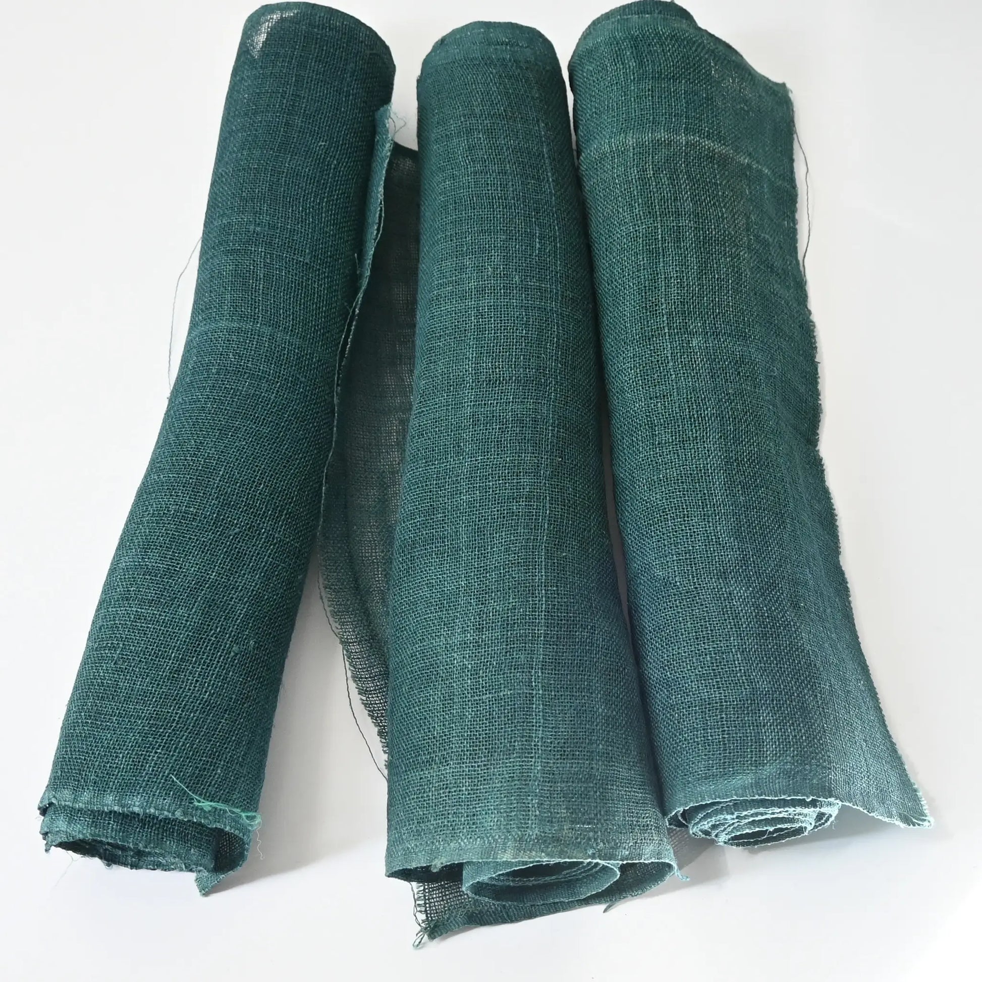 Antique indigo green open weave hemp in indigo green, originally from a mosquito net Kaya.