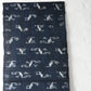 Detailed view of antique Japanese indigo kasuri cotton with unique motif.