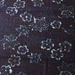 Close-up view of antique indigo katazome stencil dyed cotton with cherry blossom and maple leaf motifs, early 20th century.