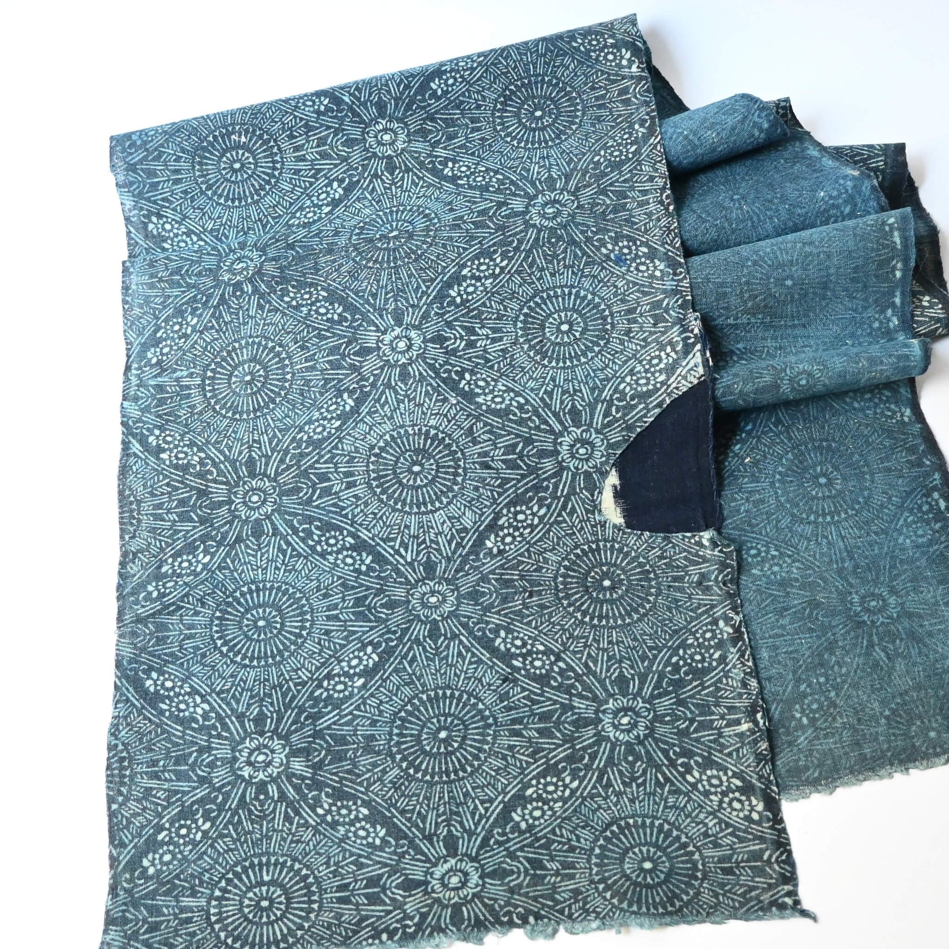 Antique indigo katazome cotton futon cover panel from the early 20th century.
