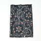 Antique indigo katazome dyed cotton piece with abstract floral motif, indigo with Bengala red and grey accents.