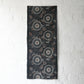 Antique indigo katazome dyed cotton, chrysanthemum arabesque motif in indigo with Bengala red accents.