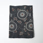Antique indigo katazome dyed cotton, chrysanthemum arabesque motif in indigo with Bengala red accents.