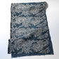 Full view of antique indigo katazome dyed cotton futon cover panel with chrysanthemum pattern.m