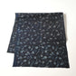 Full view of antique indigo katazome dyed cotton with fine dots and lines, and plum blossoms, early 20th century.