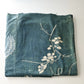 Rare antique indigo tsutsugaki-dyed cotton futon cover with tea ceremony utensils motif.